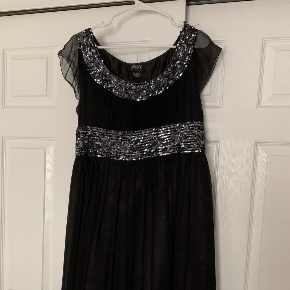 Formal dress with beads.